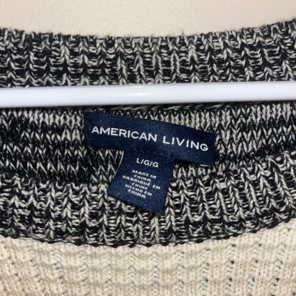 American Living Black and White Crew Neck Sweater - Picture 2 of 3